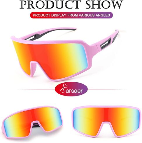 Karsaer Vision Cycling Sunglasses Wrap Around Glasses Baseball Sports Visor Shield for Adult Youth Kids Teens 8-12 in Saudi Arabia