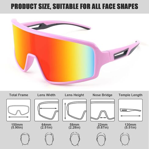 Karsaer Vision Cycling Sunglasses Wrap Around Glasses Baseball Sports Visor Shield for Adult Youth Kids Teens 8-12 in Saudi Arabia