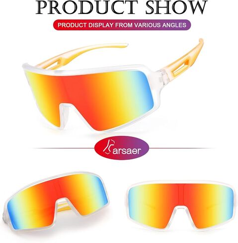 Karsaer Vision Cycling Sunglasses Wrap Around Glasses Baseball Sports Visor Shield for Adult Youth Kids Teens 8-12 in Saudi Arabia