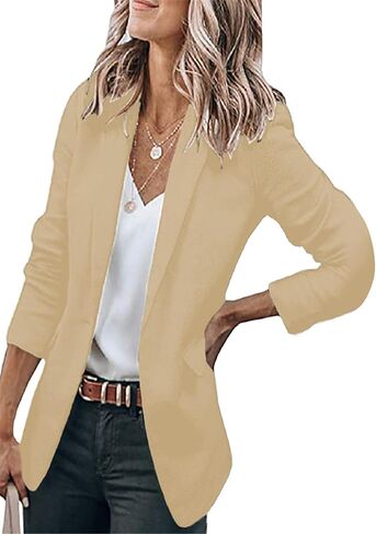 WIWIQS Women's Long Sleeve Open Front Blazer Lapel Work Office Casual Suit Solid Color Comfy Blazers in Kuwait