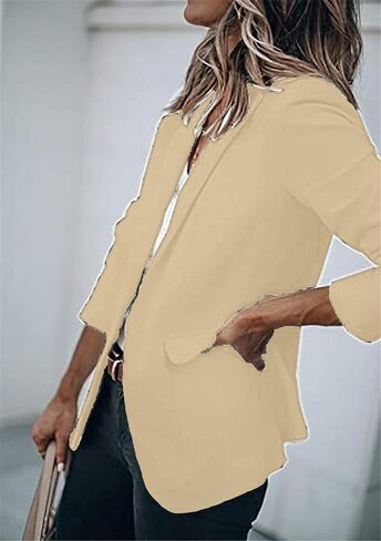 WIWIQS Women's Long Sleeve Open Front Blazer Lapel Work Office Casual Suit Solid Color Comfy Blazers in Kuwait