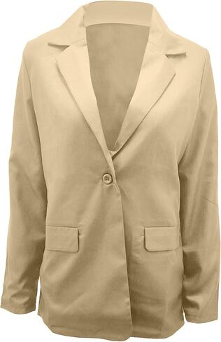 WIWIQS Women's Long Sleeve Open Front Blazer Lapel Work Office Casual Suit Solid Color Comfy Blazers in Kuwait