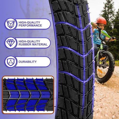 2-Pack 16/20 Kids Bike Tire, 16×1.95/20×2.125 inch BMX Bike Replacement Tire, Puncture-Resistant Bicycle Tire, 16"/20" Inner Tubes Schrader Valve, Compatible with Child, Tricycle, Cruiser Bike in Saudi Arabia