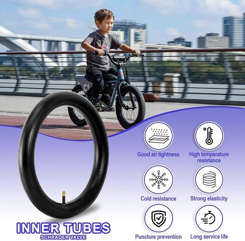 2-Pack 16/20 Kids Bike Tire, 16×1.95/20×2.125 inch BMX Bike Replacement Tire, Puncture-Resistant Bicycle Tire, 16"/20" Inner Tubes Schrader Valve, Compatible with Child, Tricycle, Cruiser Bike in Saudi Arabia