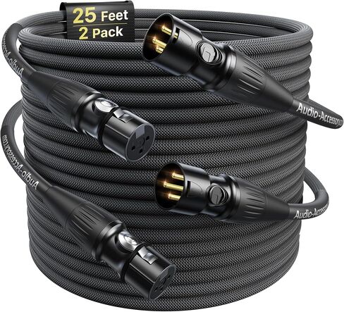 XLR Cables 10ft 2-Pack, Rean Connectors from Neutrik, Balanced XLR to XLR Microphone Cable with Kevlar and OFC Cores, Braided XLR Cord Compatible with Mic, Amplifier and More in Saudi Arabia