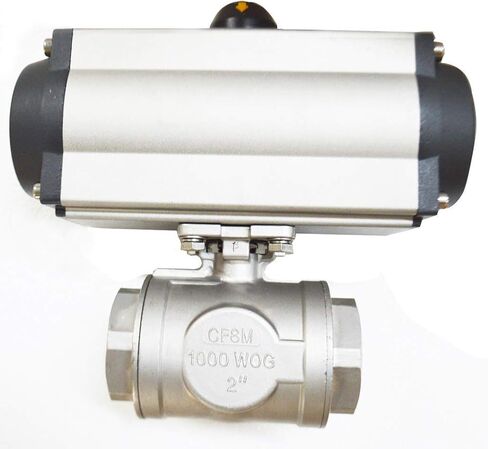 INTSUPERMAI 3-way 2inch Pneumatic Actuated Ball Valve Three-Way Single Acting Globe Threaded 304 Stainless Steel for Automatic Control System in Saudi Arabia