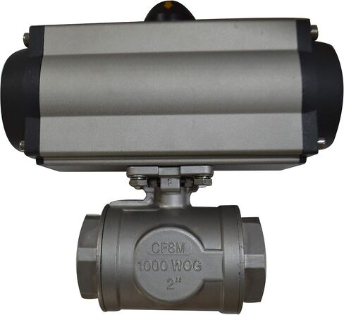 INTSUPERMAI 3-way 2inch Pneumatic Actuated Ball Valve Three-Way Single Acting Globe Threaded 304 Stainless Steel for Automatic Control System in Saudi Arabia