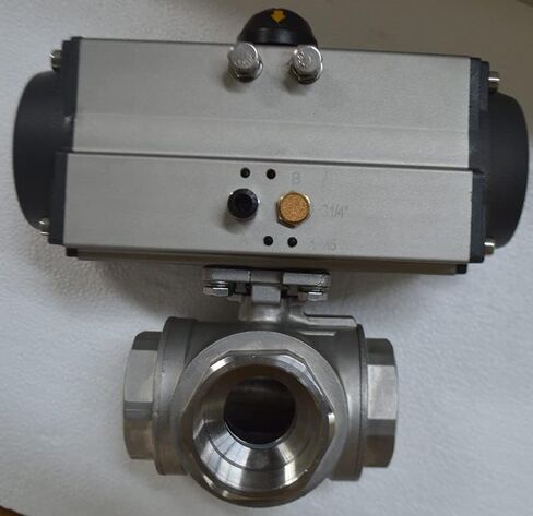 INTSUPERMAI 3-way 2inch Pneumatic Actuated Ball Valve Three-Way Single Acting Globe Threaded 304 Stainless Steel for Automatic Control System in Saudi Arabia