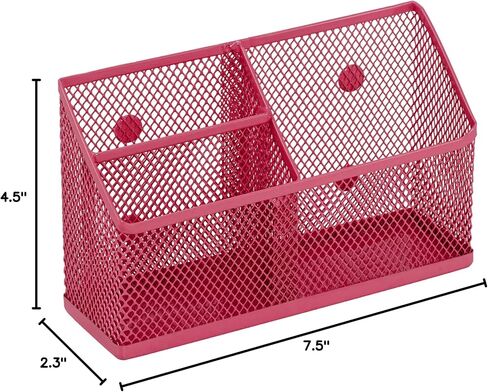 LockerMate Magnetic Pencil Holder, Locker Organizer with 3 Mesh Storage Compartments, Black in Saudi Arabia