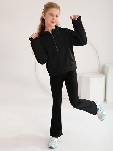 كنزات بغطاء للرأس للفتيات بلوفر بنصف سحاب قطع علوية قصيرة للفتيات سترة بأكمام طويلة وفتحة إبهام سترة مقصوصة in Kuwait