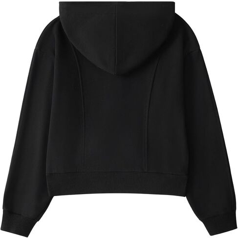 كنزات بغطاء للرأس للفتيات بلوفر بنصف سحاب قطع علوية قصيرة للفتيات سترة بأكمام طويلة وفتحة إبهام سترة مقصوصة in Kuwait