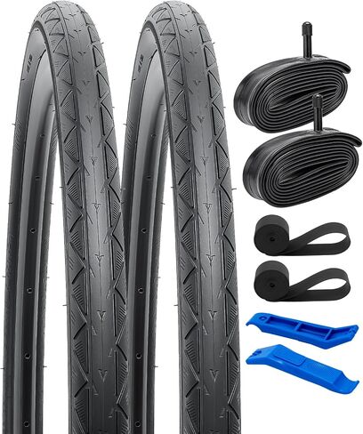 YUNSCM 2-PCS 700C Bike Tires 700x35C/37-622 and 700C Heavy Duty Bike Tubes Schrader Valve with 2 Rim Strips Compatible with 700x 33C/ 34C/35C/36C/37C (33/37-622) Bike Bicycle Tires and Tubes (W-2113) in Saudi Arabia