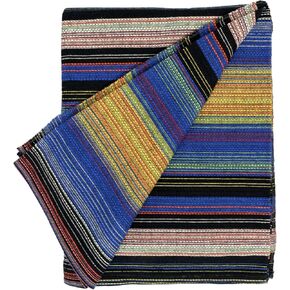 Handwoven Outdoor Yoga Blanket -Outside Patio Throw | Handmade Yoga Mat Beach Blanket Picnic Blanket or Decorative Throw | 100 Cotton Outdoor Blanket for Patio Chairs Couch- Grey Striped Yoga Mat Size