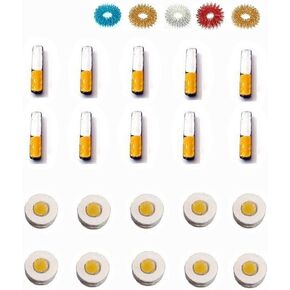 Sujok Therapy Acupressure Bar Magnets Set of 10 and Chakra Magnets Set of 10 with Finger Massager Rings Set of 5pc