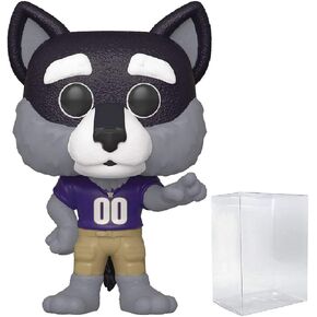 POP College Mascots: University of Washington - Harry The Husky Funko Vinyl Figure (Bundled with Compatible Box Protector Case), Multicolored, 3.75 inches