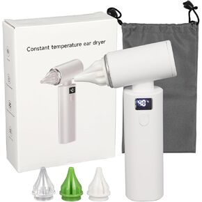 Ear Dryer with 3 Ear Tips, Ear Fluid Remover, Ear Drying Device Delivers Gentle Warm Air to The Ear, Electronic Warm Air Ear Water Remover for Swimmers, Showering, Water Sports, Surfing,