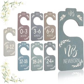 8PCS Wooden Baby Closet Dividers, Colorful Double-Sided Baby Closet Organizer Clothes Hanger Dividers for Newborn to 24 Months Size Clothes Boho Nursery Decor