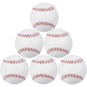 PATIKIL 9 Inch Baseball 6 Pack Baseballs Soft Bulk Standard Size Adult Leather Training Baseball Unmarked Baseballs for Youth Pitching