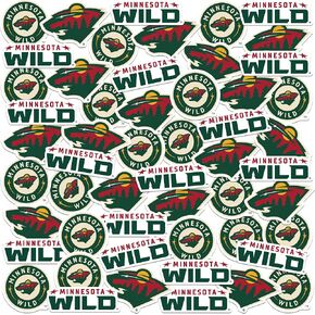 NHL Logo Minnesota Wild 50ct Vinyl Large Deluxe Stickers Variety Pack - Laptop, Water Bottle, Scrapbooking, Tablet, Skateboard, Indoor/Outdoor
