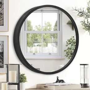 JJUUYOU Round Mirror White Circle Mirror 20 Inch Bathroom Mirror with Metal Frame, Mirrors for Bedroom, Wall, Living Room, Vanity, for Modern Minimalist Home Decor