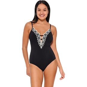 Christina Women's St-Barth’s Lace Plunge One-Piece Swimsuit with Underwire Support, Tummy Tamer, Bust Enhancer Swim Essential