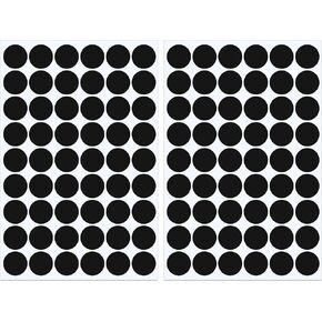 Waziaqoc 108pcs Self-Adhesive Screw Hole Stickers (Black), 2-Table Sheets Screw Covers Caps PVC Dustproof Round Stickers for Wooden Furniture - 21mm/0.83inch