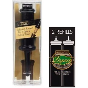 Cork Pops Wine Bottle Opener w/ Corkpops Replacement Cartridges (Box of 2)