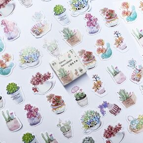 Gardenia Stickers, Obujopal 46Pcs Green Plant Stickers for Scrapbooking Journaling Planners Water Diary Planner Collage Envelope Phone Case DIY Art Crafts Decoration, 23 Patterns