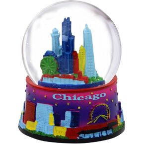 Chicago Snow Globe - 65MM Blue, Chicago Snow Globes, Chicago Souvenirs