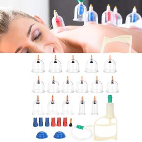 مجموعة معدات الحجامة الصينية الاحترافية 18 قطعة من أكواب شفط الفراغ مجموعة علاج شفط التدليك مجموعة الحجامة المغناطيسية الحيوية التقليدية مجموعات الحجامة in Kuwait