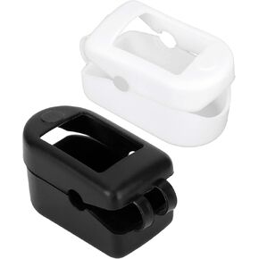 Tnfeeon 2Pcs Oximeter Silicone Cover,Portable Fingertip Pulse Monitor Protector Oximeter Storage Case for Travel Home(Black White)