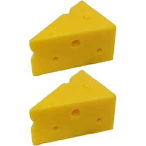 PRETYZOOM 2pcs Artificial Cheese, Simulation Triangle Cheese Model, Resin Faux Cheese Replica, Bakery Shop Display Props, Halloween Party Treat Props