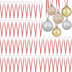 Shappy Pieces Hangers Ribbon 10.6 Inch Christmas Ornament Ribbon Tree Lanyard String Thin Ribbon Strap Christmas Ribbon Fabric Long Loop for Holiday School Wedding Crafts Decor Party Gift (Red)