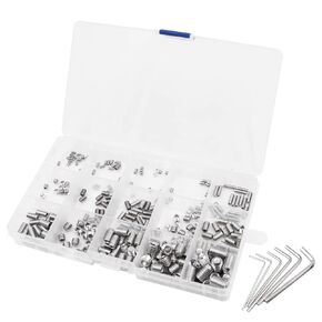 300 Piece NUZAMAS M2.5 M3 M4 M5 M6 M8 Hexagonal Grub Screws Set Grub Screws Stainless Steel Hexagon Head Hex Grub Head Machine Screw with Key for Homework