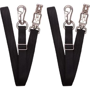 Adjustable Nylon Cross Tie for Horse（2 Pack）- with Strong Panic Snap and Bull Snap, Adjusts Length from 44.6" to 78.5" (Black)