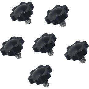 6 Pcs M6*8MM Star Handle Black Plastic Threaded Clamping Knob Hexagonal Knob Handle
