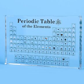 Large Real Periodic Table of Elements, Periodic Table with Real Elements Inside, 7.9 Inch Acrylic Periodic Table Display with 83 Samples, Science Lovers Gifts for Student, Teachers Crafts Tools
