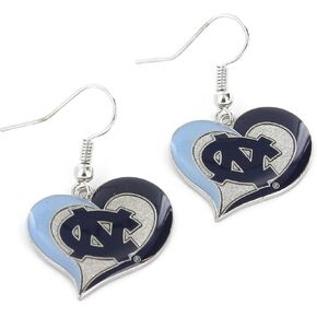 NCAA North Carolina Tar Heels Swirl Heart Earrings