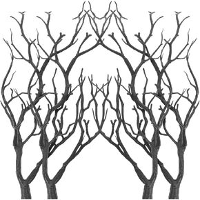 DECHOUS Black Plastic Tree Branches, 4Pcs Manzanita Branches Black Branches Halloween Decor Artificial Antler Dried Tree Branches Halloween Branches for Decoration Home Wedding, 13.8" L