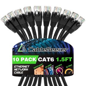 كابل إيثرنت CableGeeker Cat 6 بطول 5 أقدام (10 حزم) - كابلات تصحيح Cat6، Snagless RJ45، كابل تصحيح Cat 5e Cat 6، كابل Cat 6، كابلات إيثرنت Cat6 بطول 5 أقدام، كابل الشبكة، كابل الإنترنت - 5 أقدام أزرق