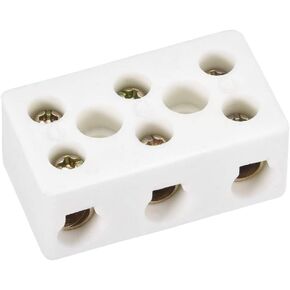 uxcell 3 Way Ceramics Terminal Blocks High Temp Porcelain Ceramic Connectors for Electric Wire Cable