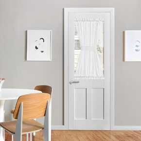 NICETOWN Sidelight Sheer Door Window Curtains - Semi Light Filtering French Door Window Curtain with Tieback for Glass Door/Front Door/Sliding Door/Patio Door, 26 x 50 Inch, White, 1 Panel