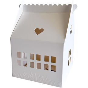 30 Pcs Cottage House Shaped Gift Boxes with Embossing for Treats, Desserts, Fancy Cookie, White Gable Bakery Packaging