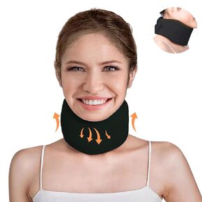Neck Brace Cervical Collar,Soft Neck Support Relief Neck Pain & Pressure in Spine for Women & Men,Adjustable Neck Support Collar for Sleeping,Travelling,Office (Black，M-17.72"X3.35")