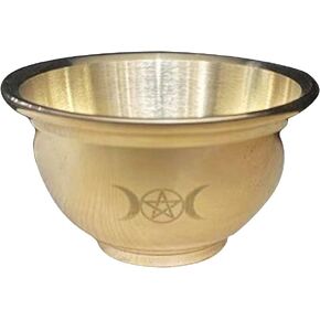 Triple Moon Pattern Wine Bowl Offering Bowl Brass Material For Altar Use Wiccas Katori Meditations Alter Smudging Bowl