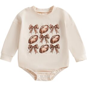 BemeyourBBs Newborn Baby Girl Football Clothes Bubble Romper Sweatshirt Romper Fall Cute One Piece Outfit