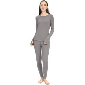 Long Johns Thermal Underwear for Women Fleece Lined Base Layer Set Thermal Top Bottom Pajama Set for Cold Weather