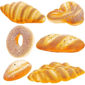6pcs Artificial Bread Decoration Fake Donut Sesame Coconut Croissant Display Lifelike French Loaf Roll Model Realistic Food Pastry Home Bakery