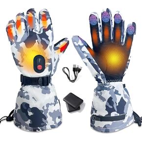 Rechargeable Heated Gloves for Men Women, 5000mAh Electric Battery Heated Ski Gloves, Waterproof Touchscreen Motorcycle Gloves Winter Gloves 3 Heating Levels for Skiing Hunting Cycling Fishing