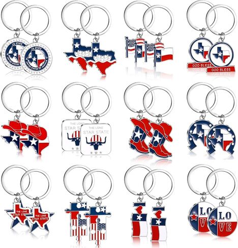 24 Pcs Texas Metal Keychain Texas Gifts and Souvenirs Lone Star State Map Shaped Texas Keychain God Bless Texas Souvenirs in Saudi Arabia